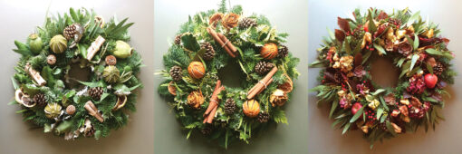 Christmas wreath with dried oranges