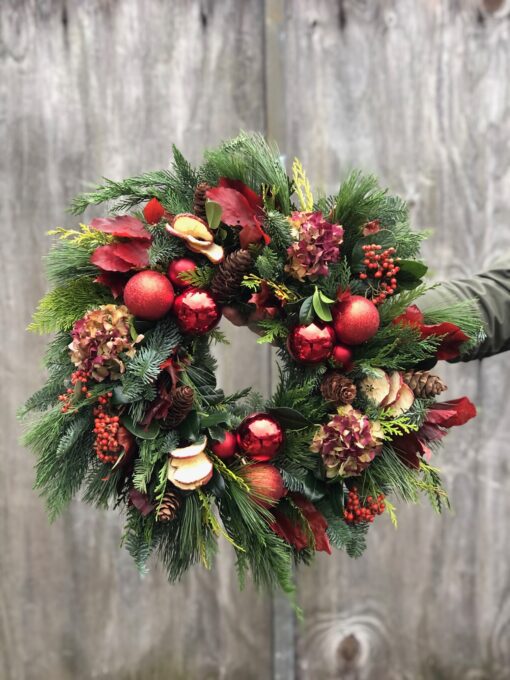 Christmas wreath with Hydrangea