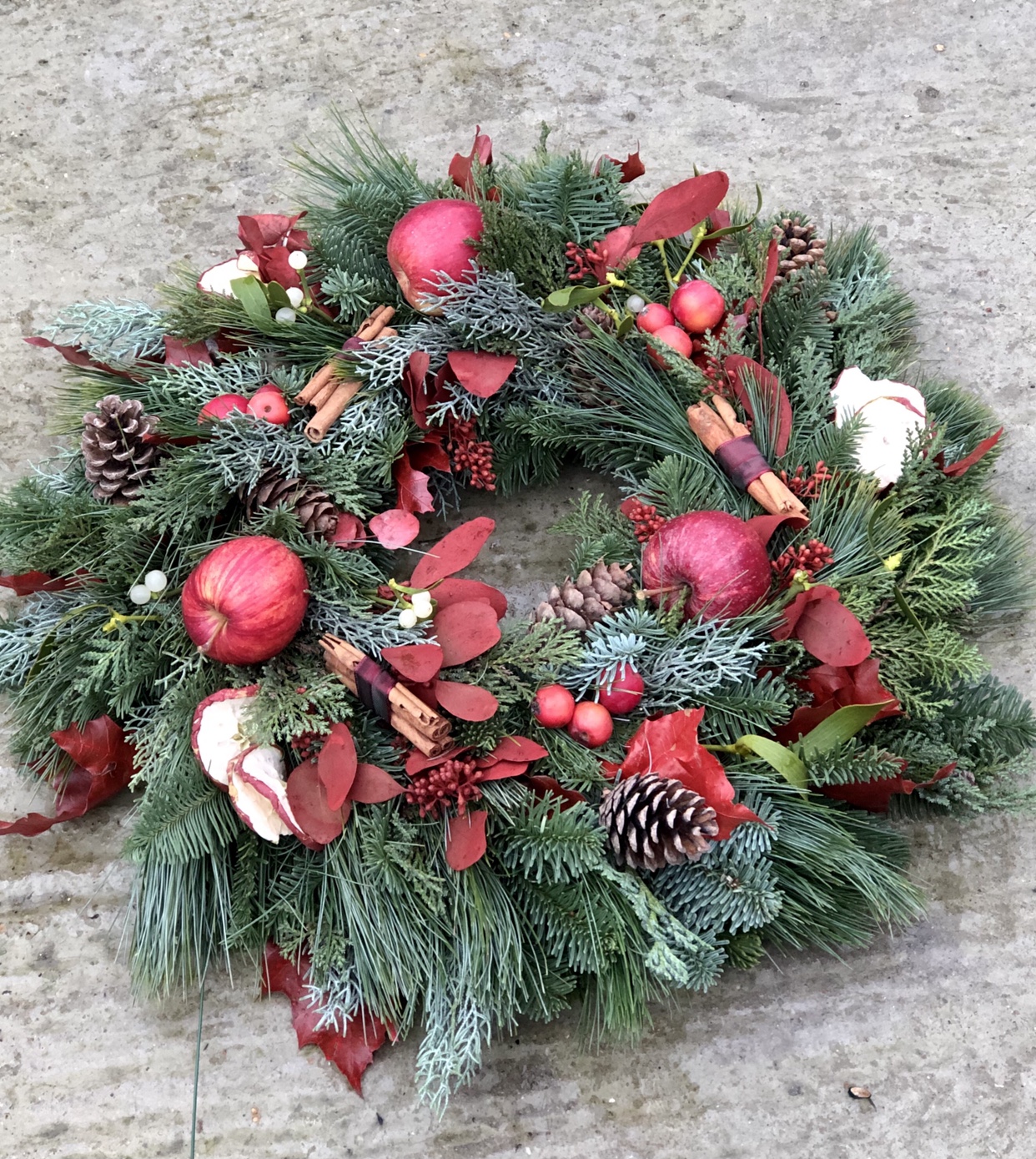 Christmas wreath natural red