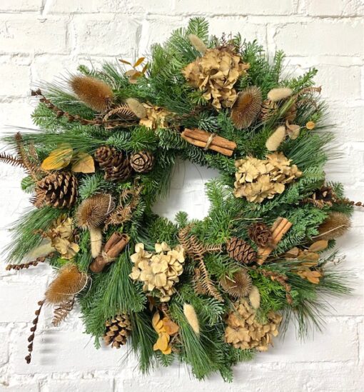 brown hydrangea wreath