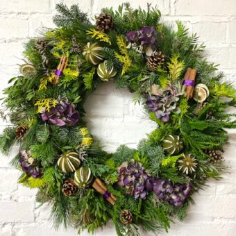 Christmas wreath with Hydrangea