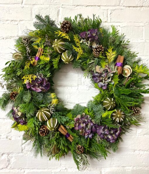 Christmas wreath with Hydrangea