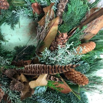 Christmas wreath with Pheasant feathers